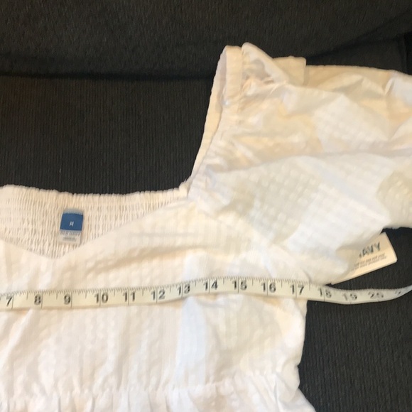 NWT Old Navy Puff Sleeves Seersucker White Mini Dress with Lining-Size M - Picture 12 of 15